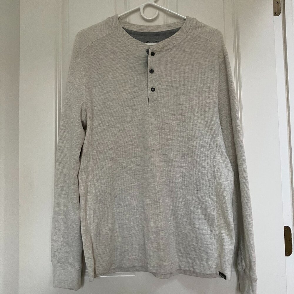 Eddie Bauer Waffle knit Henley in light gray